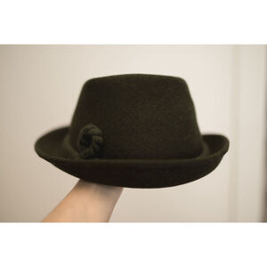 Vintage Women's Collins salzburg Dark Green Felt Fedora Hat 6